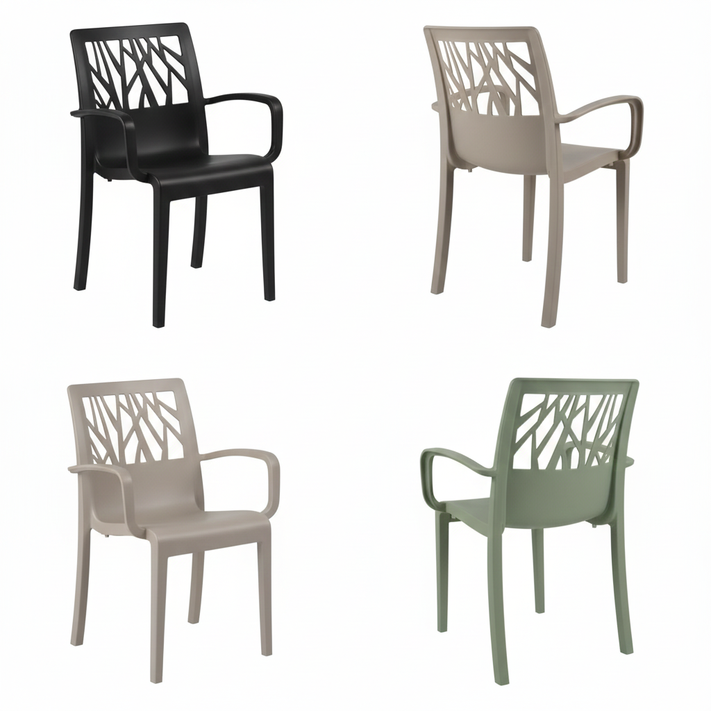 Fauteuil extérieur anti-UV empilable VÉGÉTAL de Grosfillex, pensé pour les Cafés, Hôtels, Restaurants de Nice, Cannes et la Côte d'Azur