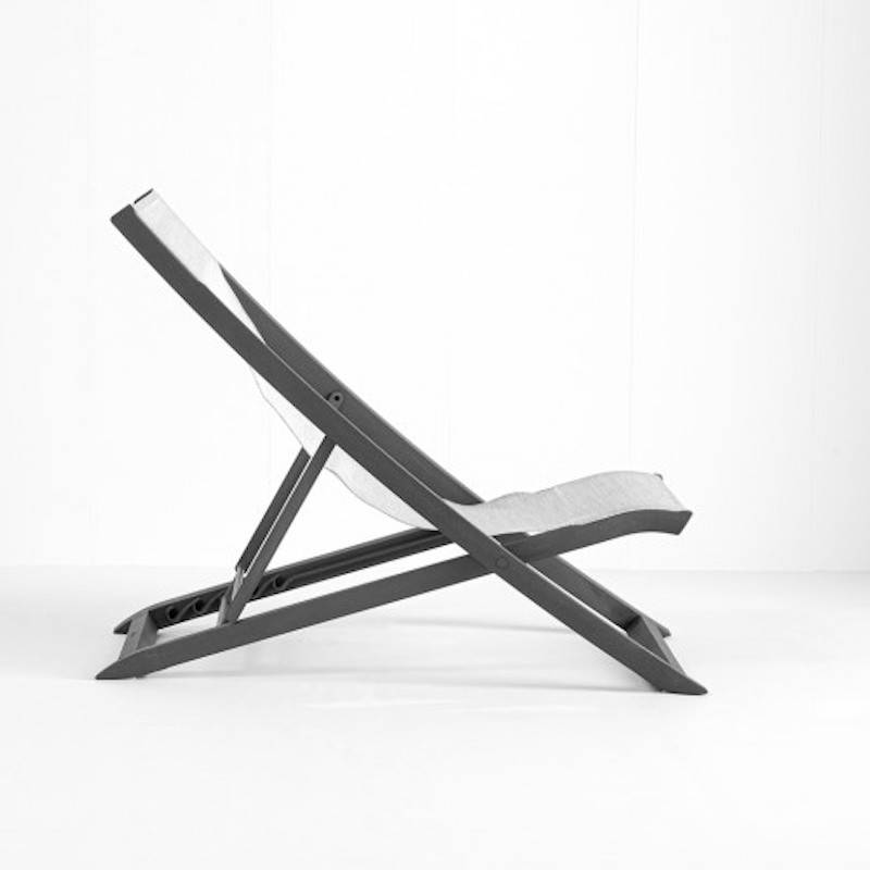 Transat chilienne SUNSET Grosfillex Noir Volcanique / Gris Chiné