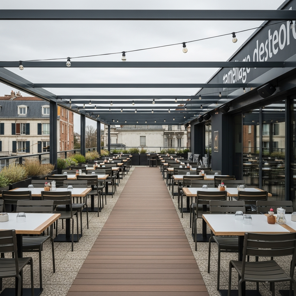 Mobilier extérieur pour concepts street-food : gamme professionnelle européenne