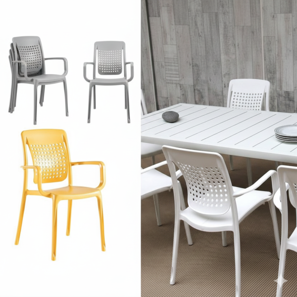 Fauteuil Factory Grosfillex pour café, hôtel, restaurant : Design Industriel, Robustesse Pro et Couleurs Impactantes à Nice, Cannes et sur la Côte d'Azur